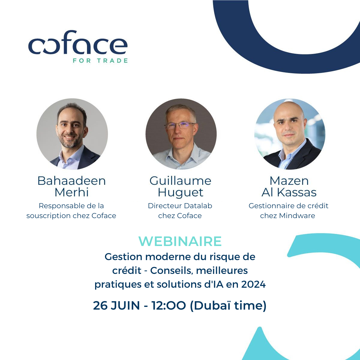 Webinaire : Gestion moderne du risque de crédit - conseils, meilleures pratiques et solutions d'IA en 2024. Le 26 juin à 12h00 (Dubaï time), avec 3 experts.
