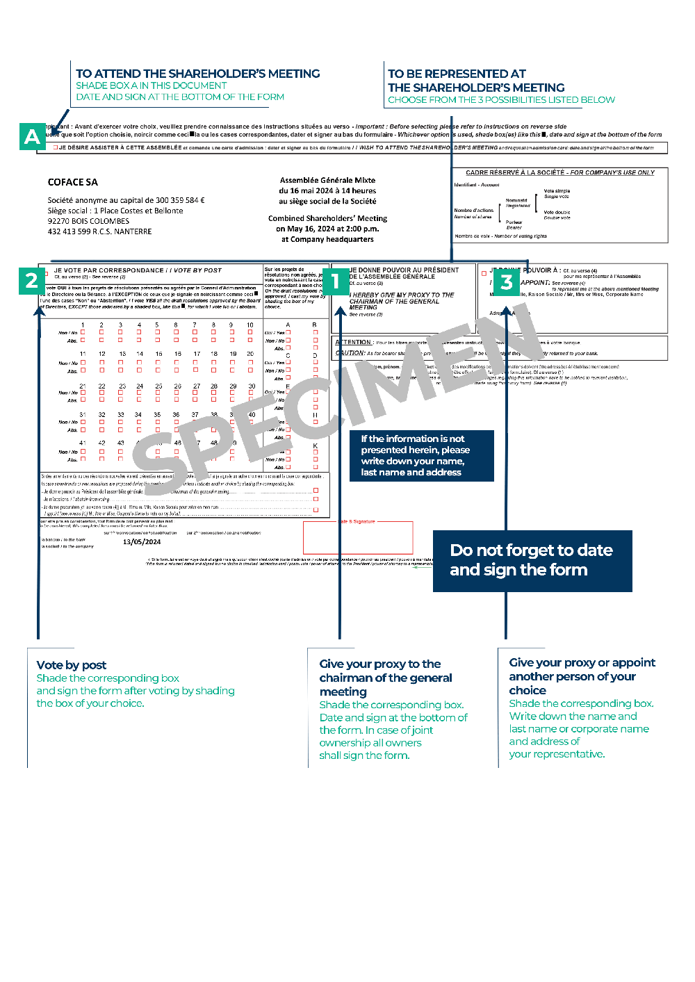 Explanations on how to fill the voting form